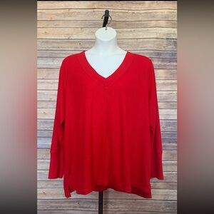 Terra & Sky Red V-Neck Sweater - Size 3X